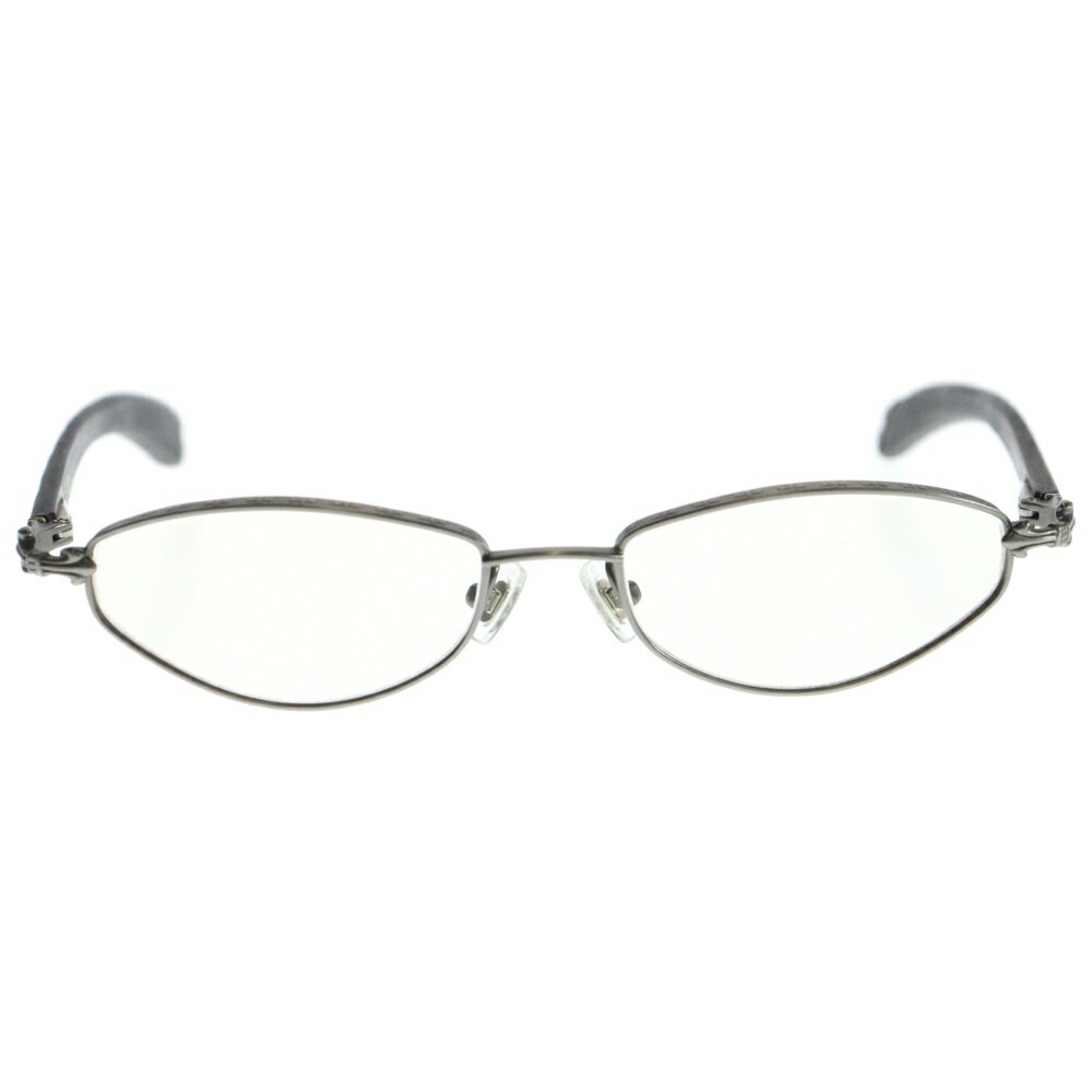 CHROME HEARTS(クロムハーツ) LIVING PROOF III エボニーウッド クリアレンズサングラス アイウェア 眼鏡 ブラウン/シルバー【中古】【程度A】【カラーブラウン】【取扱店舗原宿】