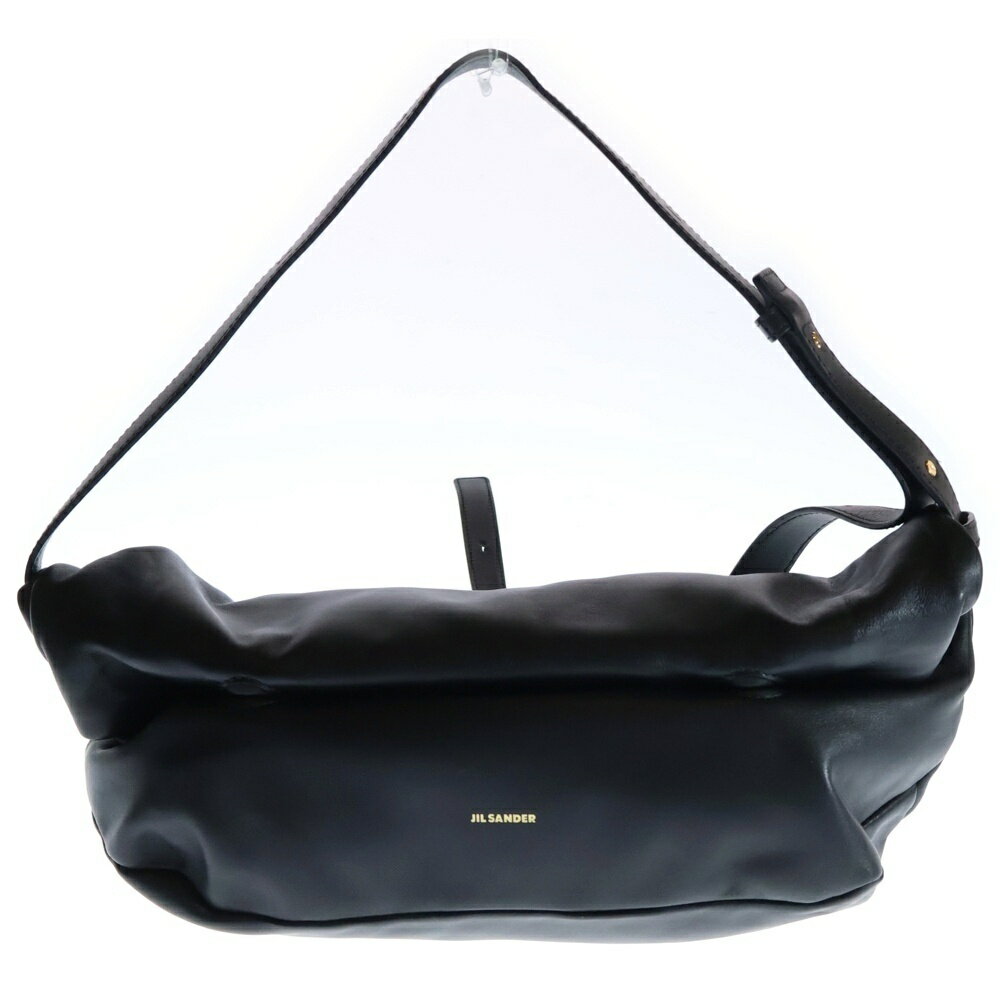 JIL SANDER NAVY(ジルサンダーネイビー) ロールアップ クロスボディバッグ ハンドバッグ ワンショルダーバッグ ブラック ゴールド金具 レザー【中古】【程度A】【カラーブラック】【取扱店舗BRING福岡天神店】