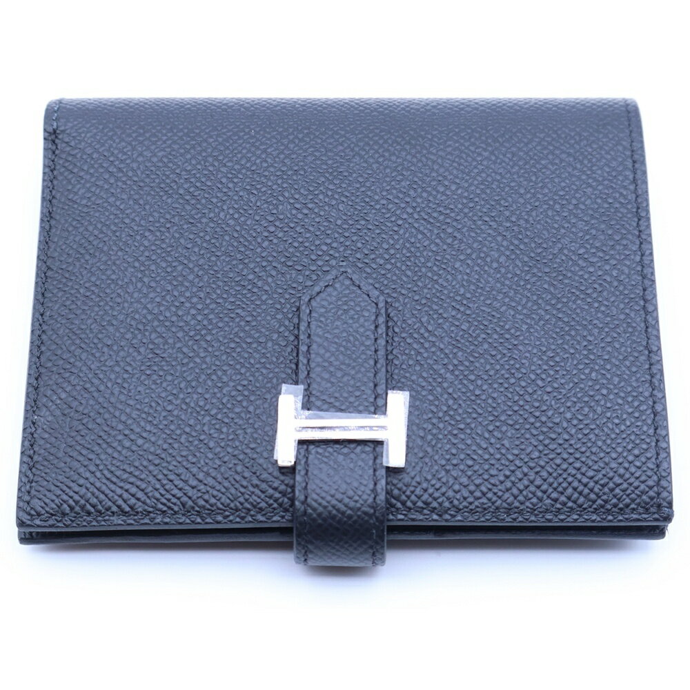 HERMES(エルメス) ベアンコンパクト 二つ折り財布 ウォレット U刻印 ヴォーエプソン ブラック【中古】【程度A】【カラーシルバー】【取扱店舗BRING：RED新宿東口店】