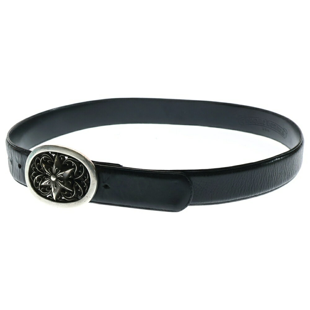 CHROME HEARTS(クロムハーツ) サイズ:34 OVAL STAR STRAP1.5クラシックオーバルスターバックル レザーベルト シルバー【中古】【程度B】【カラーシルバー】【取扱店舗BRING札幌店】