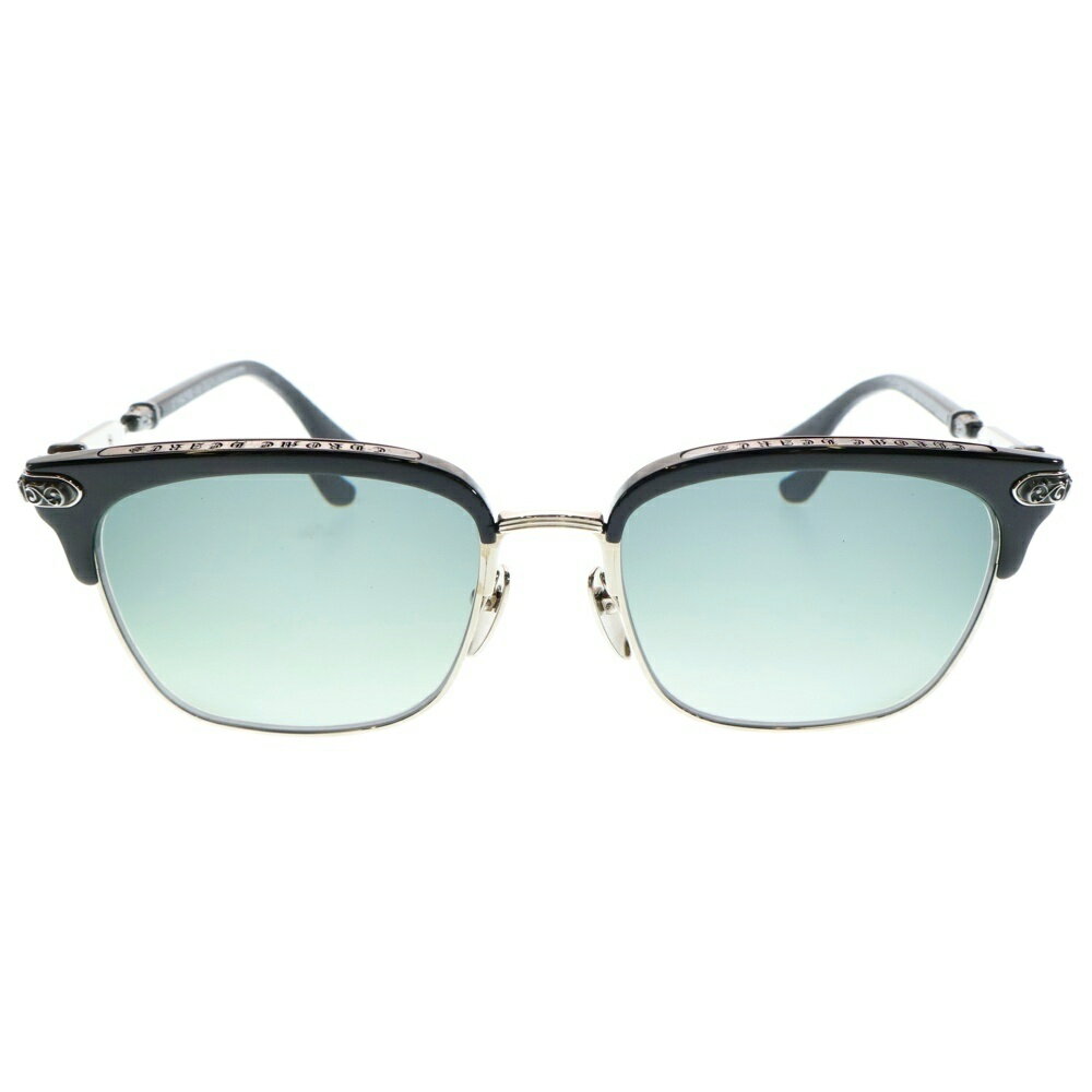 CHROME HEARTS(クロムハーツ) サイズ:55□19ー146 VERTICAL SMILE I サイドエタニティハーフリム サングラス メガネ ブラック/シルバー※度有り【中古】【程度B】【カラーブラック】【取扱店舗原宿】