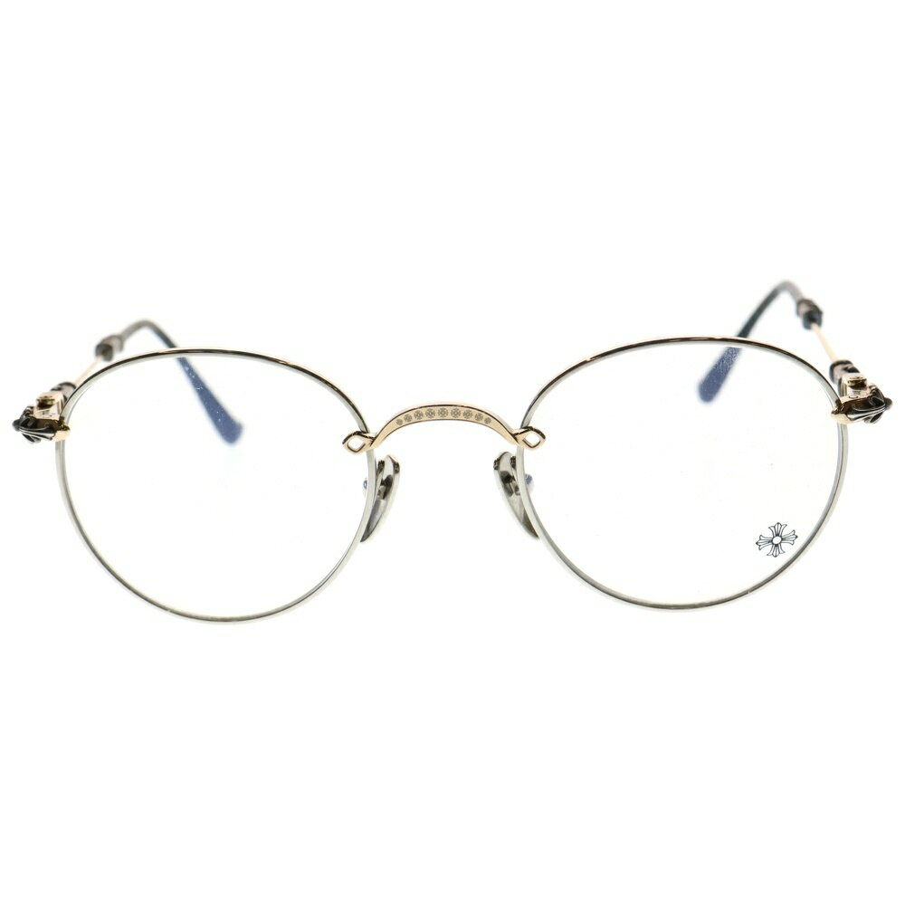 CHROME HEARTS(クロムハーツ) サイズ:49□22-145 BUBBA-A クロステンプルメタルフレームラウンドサングラス 眼鏡 シルバー【中古】【程度B】【カラーシルバー】【取扱店舗BRING札幌店】