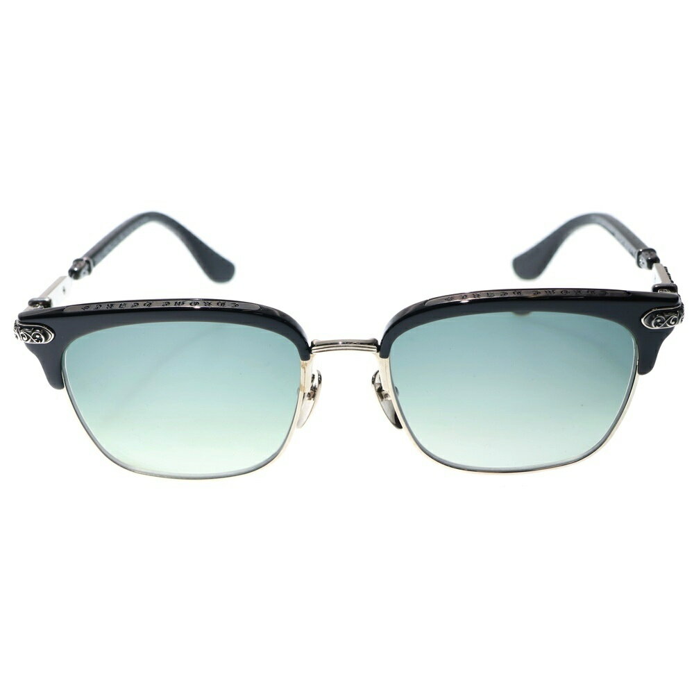 CHROME HEARTS(クロムハーツ) サイズ:55□19ー146 VERTICAL SMILE I サイドエタニティハーフリム サングラス メガネ ブラック/シルバー※度有り【中古】【程度B】【カラーブラック】【取扱店舗原宿】