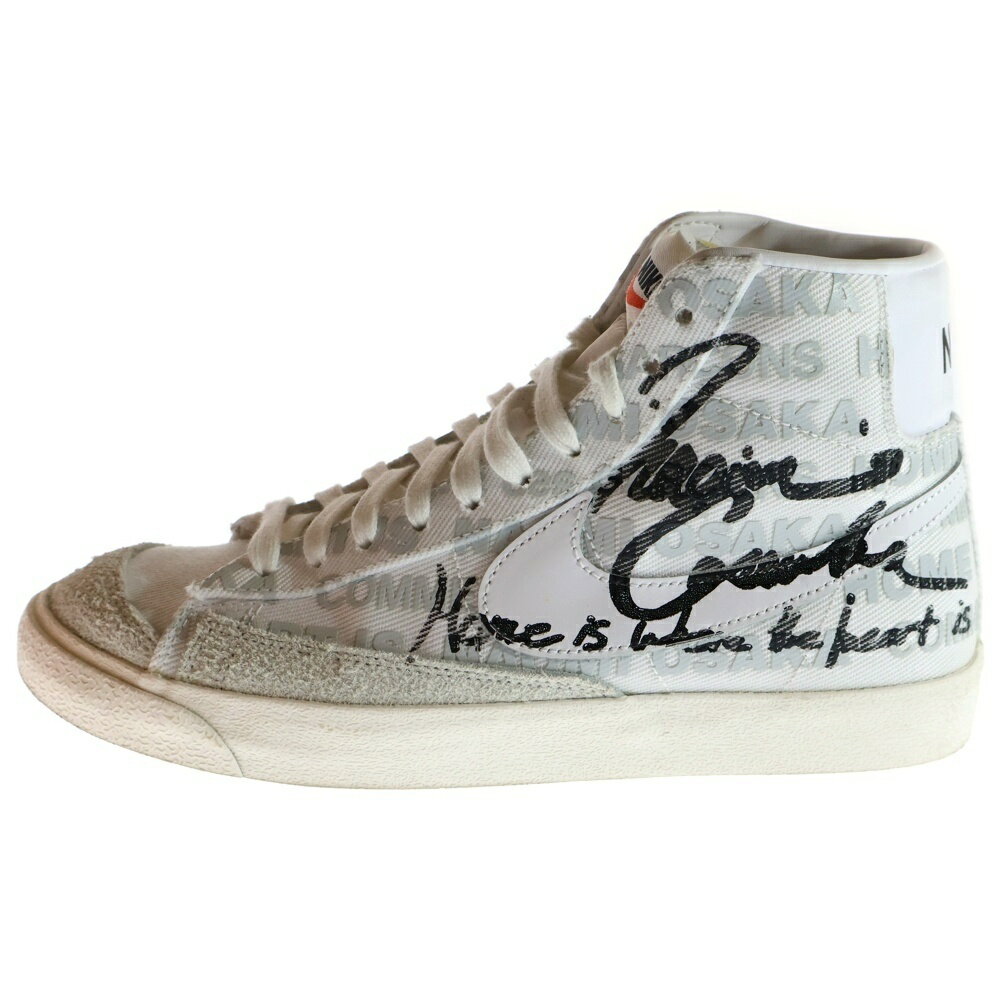 NIKE(ナイキ) サイズ___26.0cm ×COMME des GARCONS HOMME NAOMI OSAKA BLAZER MID VNTG コムデギャルソンオム <strong>大坂なおみ</strong> ブレーザー ミッドカットスニーカー US8/26.0cm ホワイト【中古】【程度B】【カラーホワイト】【オンライン限定商品】