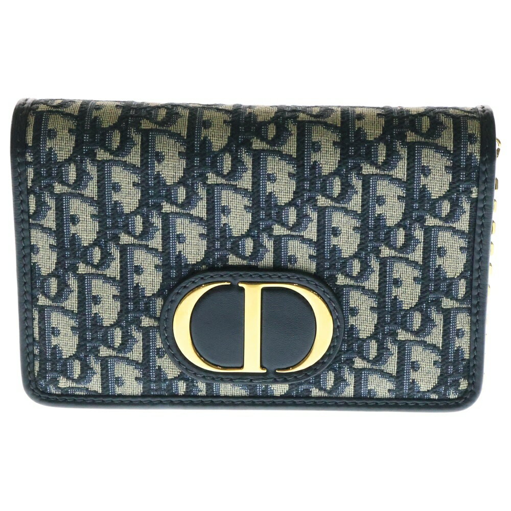 Christian Dior(クリスチャンディオール) 30 モンテーニュ オブリーク トロッター柄 キャンバス レザー CDロゴプレート ウエストポーチ ベルトバッグ ゴールド金具 ネイビー【中古】【程度A】【カラーネイビー】【取扱店舗新宿】