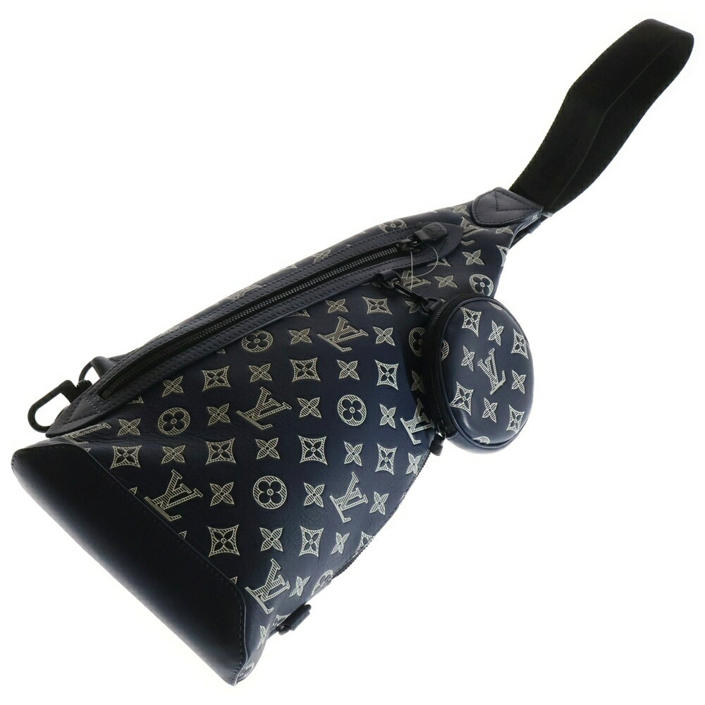 LOUIS VUITTON(ルイヴィトン) モノグラムシャドウ スリングバッグ デュオ ボディバッグ ウエストバッグ ショルダーバッグ ネイビー レザー M24751【新古品/中古】【程度S】【カラーネイビー】【取扱店舗BRING心斎橋店】