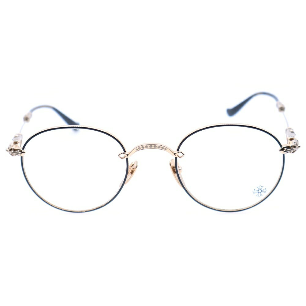 CHROME HEARTS(クロムハーツ) サイズ:49□22‐145 BUBBA-A クロステンプル メタルフレーム ラウンド アイウェア 眼鏡 ゴールド【中古】【程度B】【カラーゴールド】【取扱店舗OneStyle新宿店】