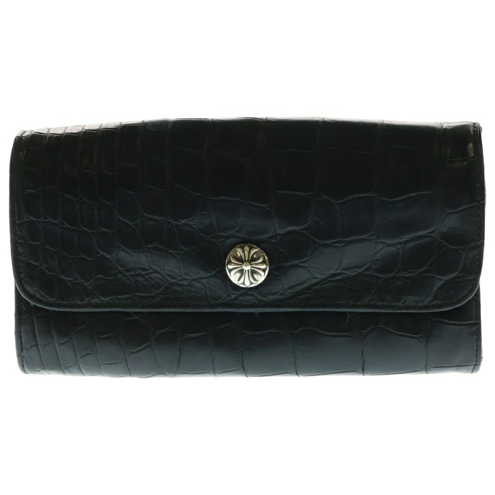 CHROME HEARTS(クロムハーツ) JUDY ALLIGATOR ジュディアリゲーター クロスボタンアリゲーターレザーウォレット財布 ブラック【中古】【程度B】【カラーブラック】【取扱店舗BRING福岡天神店】