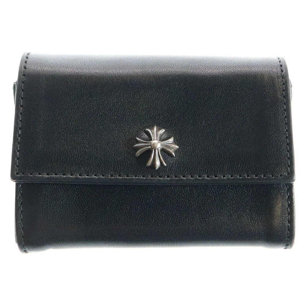 CHROME HEARTS(クロムハーツ) サイズ:- TINY WALLET タイニーレザーウォレット CHプラスボタン 財布 ブラック BCA372【中古】【程度B】【カラーブラック】【取扱店舗OneStyle新宿店】