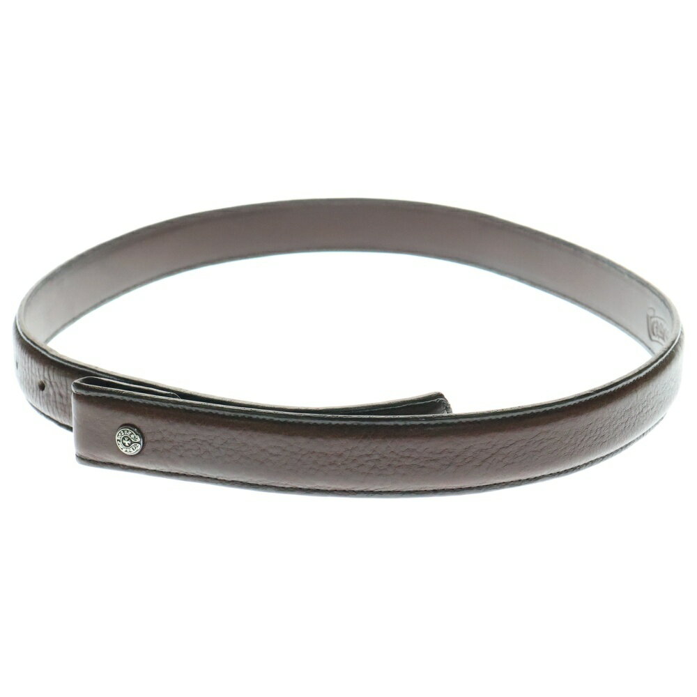 CHROME HEARTS(クロムハーツ) サイズ:32 1.0 STRAP 1.0inch スクロールレーベルリベッツ レザーベルト ブラウン【中古】【程度A】【カラーブラウン】【取扱店舗BRING梅田茶屋町店】