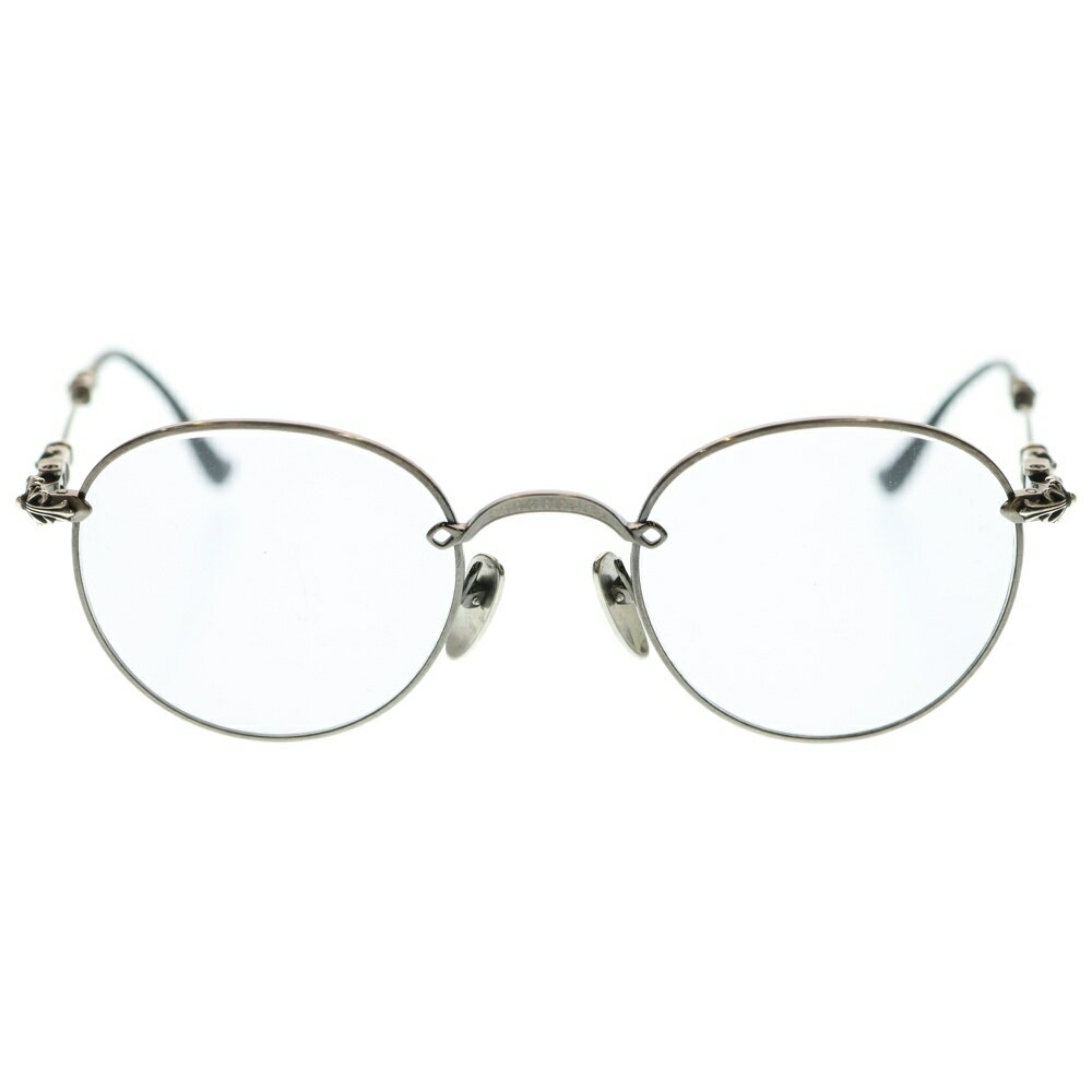 CHROME HEARTS(クロムハーツ) サイズ:49□22-145 49□22-145 BUBBA-A クロステンプルメタルフレームラウンド眼鏡【中古】【程度B】【カラーシルバー】【取扱店舗BRING心斎橋店】