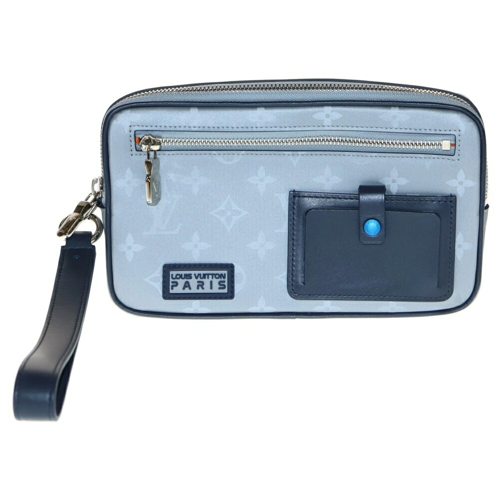 LOUIS VUITTON(ルイヴィトン) モノグラム サテライト アルファクラッチ フラップ付レザー切替ロゴキャンバスハンドバッグ ブルー M44171【中古】【程度A】【カラーブルー】【取扱店舗BRING札幌店】