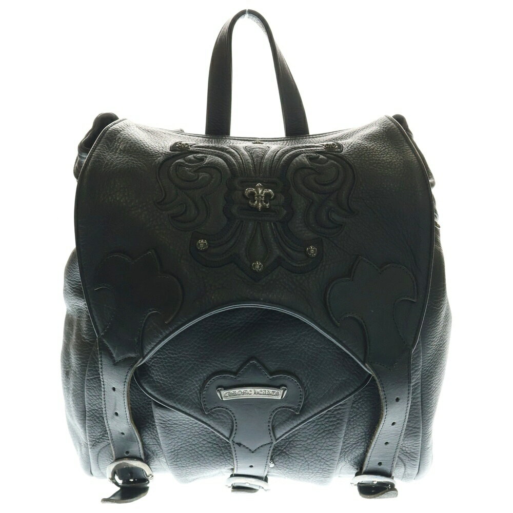 CHROME HEARTS(クロムハーツ) BACKPACK-L ラージバックパック BSフレア装飾レザーラージバックパック ブラック【中古】【程度B】【カラーブラック】【取扱店舗OneStyle原宿店】
