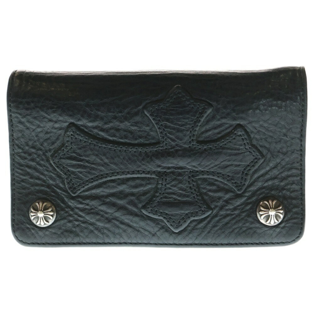 CHROME HEARTS(クロムハーツ) 1ZIP CROSS PATCH 1ジップ クロスパッチクロスボタンレザー財布 ブラック【中古】【程度B】【カラーブラック】【取扱店舗OneStyle新宿店】