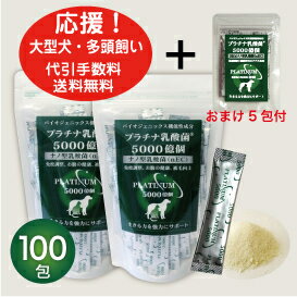 ペット 乳酸菌 サプリメント 【送料無料】 犬猫用 プラチナ乳酸菌5000α(50包)×2 シニアのペットや体力低下の栄養補助に ペット用 supplement 皮膚免疫 オリゴ糖 老犬介護 ねこ ネコ 猫 便秘 サプリ 乳酸菌 サプリメント 猫