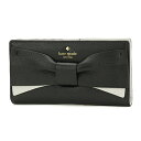 ケイトスペード 長財布 kate spade PWRU4855 001 財布 エデンレーン EDEN LANE STACY レディース BLACK(ブラック)/WHITE(ホワイト) ブラック 黒/ホワイト 白 ステイシー ボウ リボン コンパクト スナップ 2つ折り キュート フェミニン ガーリー【 ケートスペード 送料