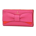 ケイトスペード 長財布 kate spade PWRU4855 696 財布 エデンレーン EDEN LANE STACY レディース TULIPPINK(チューリップピンク)/BRIGHT PAPAYA(ブライトパパイヤ) ピンク/オレンジ ステイシー ボウ リボン コンパクト スナップ 2つ折り キュート フェミニン ガーリー【