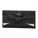 ケイトスペード 長財布 kate spade PWRU4855 067 財布 エデンレーン EDEN LANE STACY レディース BLACK/CEMENT(セメント) ブラック 黒/クリーム 白 ステイシー ボウ リボン コンパクト スナップ 2つ折り キュート フェミニン ガーリー【 ケートスペード 送料無料】