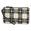 ケイトスペード ポーチ kate spade PWRU5134 264 ブランド小物 フェアマウントスクエア FAIRMOUNT SQUARE SLIM BEE POUCH レディース LIGHT SHALE MULTI(ライトシェールマルチ) ブラック 黒/ホワイト 白 チェック ロゴ ストラップ キュート ガーリー【 ケートスペード