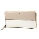 ケイトスペード 長財布(ラウンドファスナー) kate spade PWRU3898 174 財布 シダーストリート CEDAR STREET LACEY レディース CRISP LINEN(クリスプ リネン)/CEMENT(セメント) オフホワイト ベージュ ロゴ 型押し レザー バイカラー フェミニン キュート【 ケートスペー