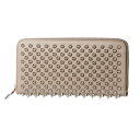 クリスチャン ルブタン 長財布(ラウンドファスナー) Christian Louboutin 1175099 F136 財布 パネトーネ PANETTONE ZIPPED CONTINENTAL WALLET レディース CASHMERE(カシミア)/SILVER ベージュ系/シルバー スパイク スタッズ スタイリッシュ ラグジュアリー【 送料
