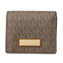 クーポンで1000円OFF!マイケルコース 2つ折り財布 MICHAEL KORS 32S7GTTD1V 200 財布 ジェットセットトラベル JET SET TRAVEL CARRYALL CARD HOLDER レディース BROWN ブラウン 茶 シグネチャー ロゴプレート ID窓 カードケース 上品 シンプル【 送料無料】
