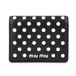 【GWスペシャル最大10,000円クーポン対象】ミュウミュウ 2つ折り財布 MIU MIU ドットスタッズ <strong>5MV204</strong> <strong>2DRA</strong> <strong>F0967</strong> レディース ブラック 黒 ホワイト 白