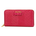 ミュウミュウ 長財布(ラウンドファスナー) MIU MIU 5ML506 2E4Y F0029 財布 ヴィッテロ シャイン シェブロン VITELLO SHINE CHEVR レディース FUXIA(フューシャ) ピンク キルティング リボン ロゴ キュート フェミニン【 ミューミュー 送料無料】