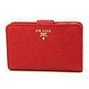 【最大5000円OFFクーポン配布中★11/2(月)14:00まで】プラダ 2つ折り財布 PRADA 1ML225 QWA F068Z 財布 サフィアーノ メタル SAFFIANO METAL レディース FUOCO(フォーコ) レッド 赤【 送料無料】