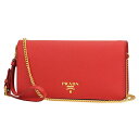プラダ クラッチバッグ PRADA 1ZH029 QWA F0011 バッグ SAFFIANO METAL サフィアーノ メタル 携帯電話スリーブ レディース ROSSO(ロッソ) レッド 赤 スマホケース ショルダー メタルロゴ エレガント フェミニン チェーンウォレット【 送料無料】
