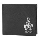 プラダ 2つ折り財布 PRADA 2MO738 9Z2 F0002 財布 SAFFIANO TRAVEL サフィアーノ メンズ NERO(ネロ) ブラック 黒 メタルロゴ ポーター 上品 シンプル【 送料無料】
