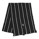 ポロ ラルフローレン マフラー・ストール POLO RALPHLAUREN 6F0524 001 ブランド小物 BANKER STRIPE ユニセックス BLACK/CREAM ブラック/ホワイト ストライプ ビッグポニー 刺繍 フリンジ シンプル 上品【 送料無料】