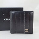 シャネル【CHANEL】マドモアゼル二つ折り財布コンパクトレザー*A30042ブラック【中古】