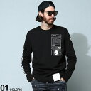 MONCLER (モンクレール) プリント クルーネック 長袖 Tシャツブランド メンズ 男性 トップス Tシャツ 長袖 ロンT MC8D00010899T7