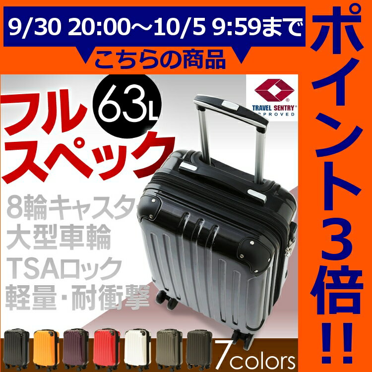 スーツケース Mサイズ 63Lあす楽対応 送料無料 中型 キャリーバッグ キャリーケース 軽量 静音 TSAロック ダブルキャスター ファスナータイプ トランク 長期休暇 夏休み お盆 GW ゴールデンウィーク 旅行 旅行鞄 出張 ビジネス KD-SCK【D】