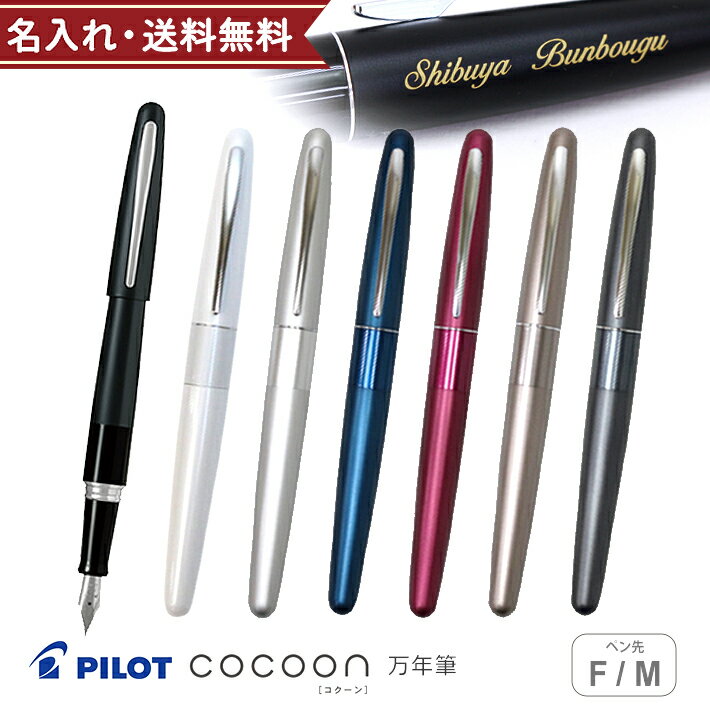 <strong>パイロット</strong>　コクーン　<strong>万年筆</strong>　F・M(細字・中字)　FCO-3SR　名入れ・メール便送料無料[ブラックインクカートリッジ1本付][sk-na] [M便 1/5]【ケースなしb】