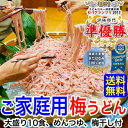 【ご家庭用 お買得】ご家庭用大盛り冷し梅うどん10食セット【送料無料】(麺、めんつゆ、梅干300g付)2013年代々木公園 U-1グランプリ出場ざるうどん ランキング1位獲得テレビ メディアでも人気の冷しうどんたっぷりお買得セット