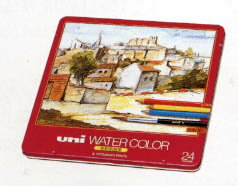 水彩色鉛筆　ウォーターカラー24色セットなめらかな色鉛筆のタッチ。水で溶かして水彩タッチ。