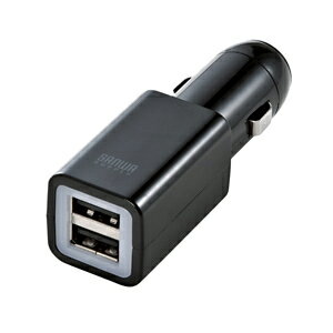 【サンワサプライ】USBカーチャージャー(スマートフォン用) ブラック CAR-CHR65UBK【T】