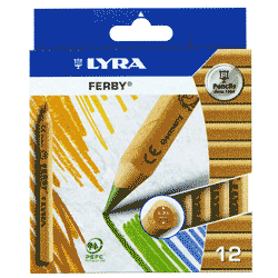 【名入れ無料】短くて太い軸が持ちやすい！　LYRA　ファルビー白木三角軸色鉛筆12色