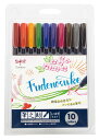 【メ可】トンボ鉛筆 筆文字サインペン 筆之助（しっかり仕立て） カラー 10色セット WS-BH10C