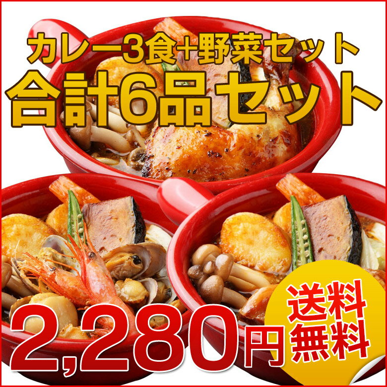 楽天1位獲得 ！★3種類のお試しスープカレー+野菜3食　合計6品セット★カレー/スープカレー/レトルトカレー/カレー/レトルト/