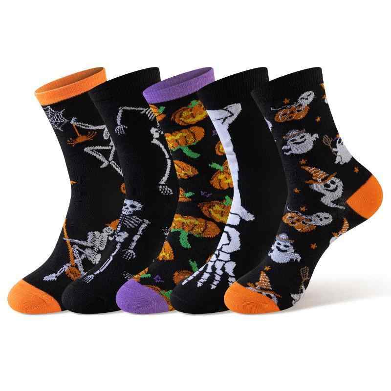 靴下 ハロウィン レディース メンズ ソックス スカル 吸血鬼 カボチャ コウモリ ポリエステル混紡 中筒 隠形 滑り止め 吸汗 防臭 カジュアル 春夏 秋(x2)