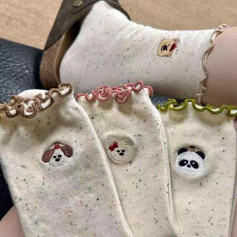 靴下 レディース ソックス 点子紗 ドット柄 かわいい カジュアル 学院風 ショート丈 防臭 吸汗 ポリエステル カラフル 秋(x5)