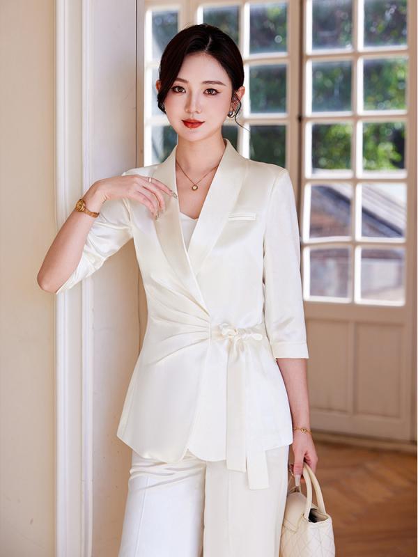 スーツ レディース テーラードジャケット パンツ セットアップ フォーマル オフィス 通勤 きれいめ ポリエステル パープル ホワイト シャンパンゴールド 無地 長袖 七分袖 S M L XL 2XL 3XL 4XL 5XL