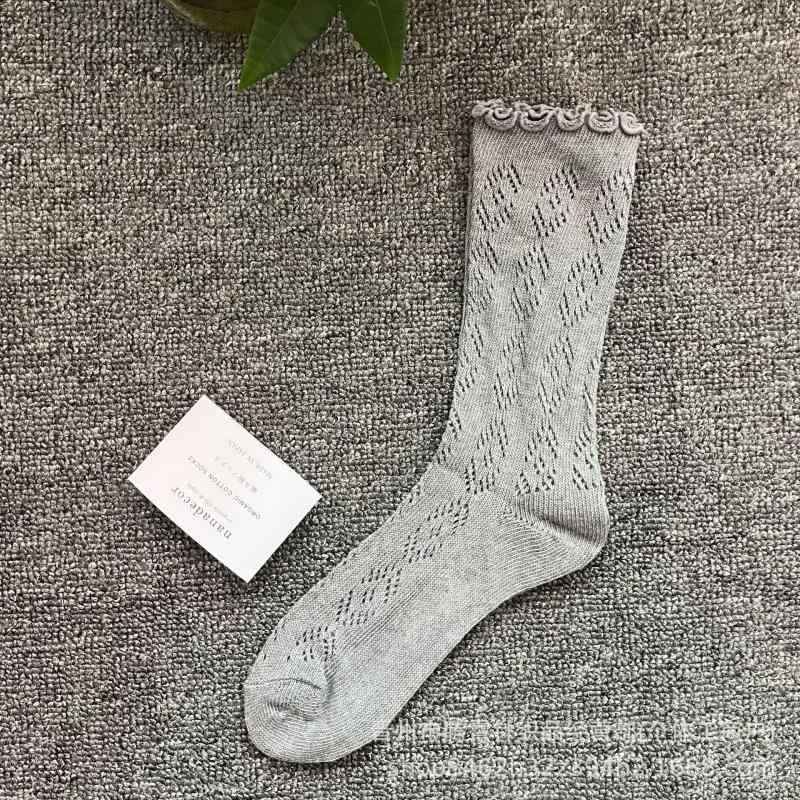 靴下 レディース 春秋 薄手 花柄 レース 透かし編み フリル コットン 混紡 カジュアル 婦人 ソックス 普段使い2