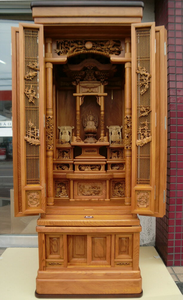 世界遺産屋久杉材使用・大型仏壇・籠彫高級作り・無双