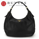 【全品P10倍&クーポン配布中!!】【中古】プラダ ワンショルダー バッグ 肩掛け BR4311 レザー 革 ブラック 黒 普段使い ゴールド金具 レディース 女性 シンプル PRADA shoulder bag leather nero black