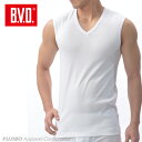 B.V.D.Finest Touch EX V首スリーブレス(S　M　L)  日本製 　 綿100% 　シャツ メンズ　インナーシャツ　下着　抗菌　防臭　 白   コンビニ受取対応商品  gn354
