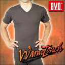 B.V.D. WARM TOUCH 吸湿発熱 VネックTシャツ　WARM BIZ/発熱・保温ソフトタッチ素材